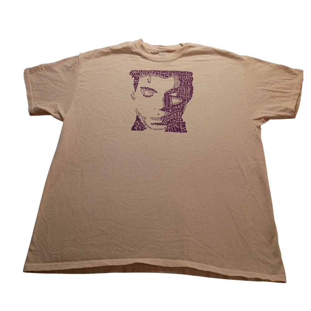 Gildan Prince Graphic T-Shirt Men's XL Cream Purple Rain Song Titles Music Tee